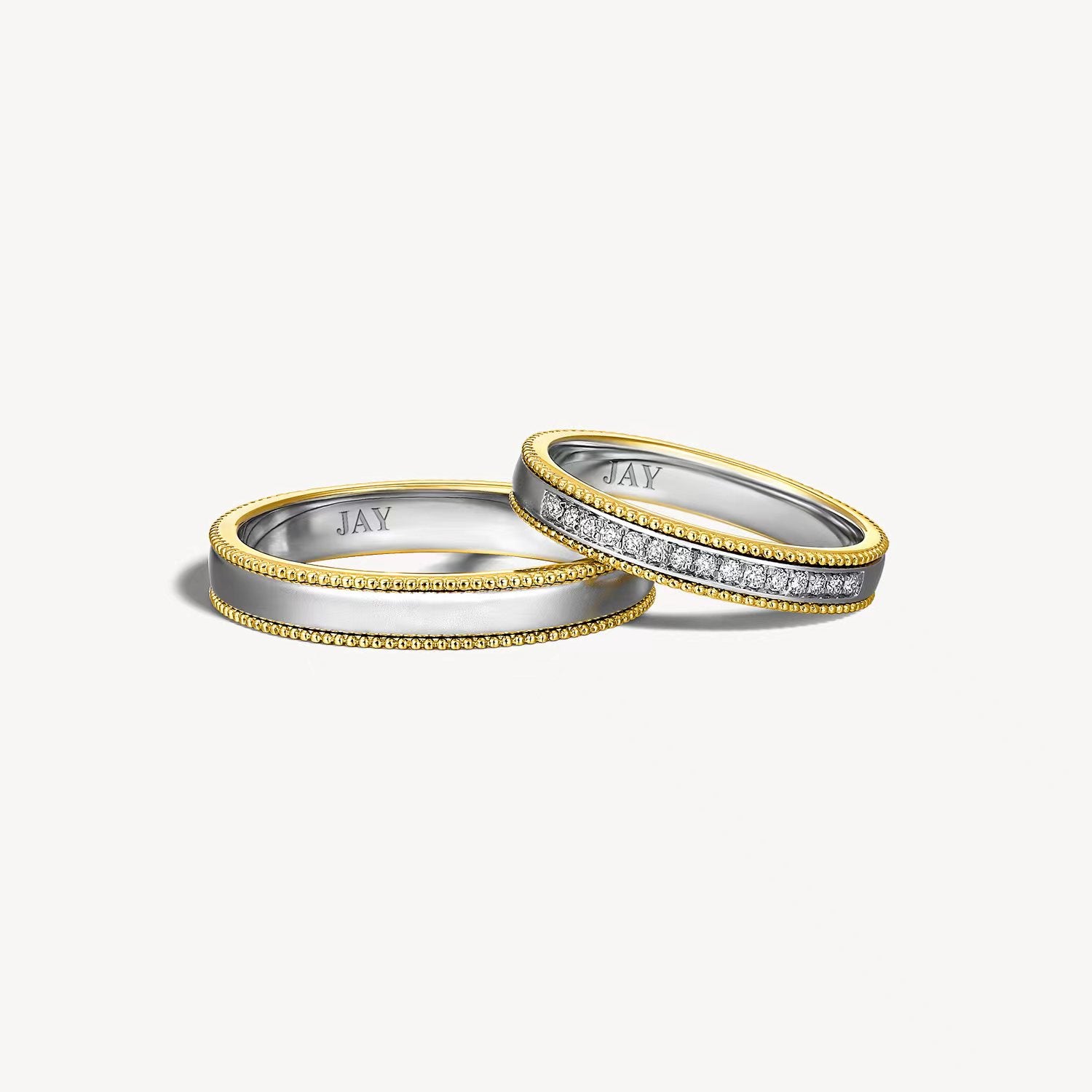 18K Mixed Gold Diamond Wedding Ring