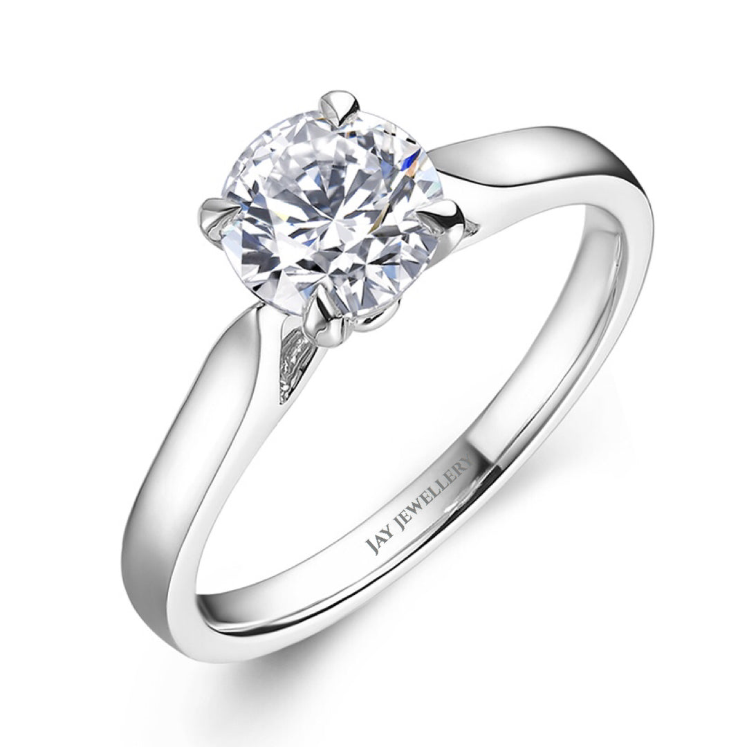 18K Gold/Platinum Petite Cathedral Solitaire Diamond Ring