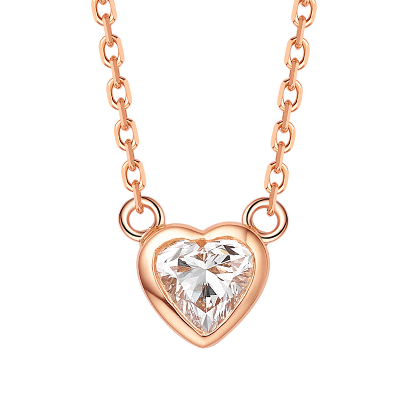 18K Gold Heart-Shaped Diamond Necklace