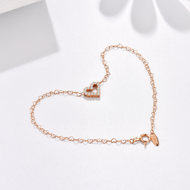 18K Gold Heart Shaped Diamond Bracelet