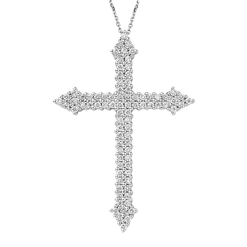 18K Gold Diamond Cross Necklace XL