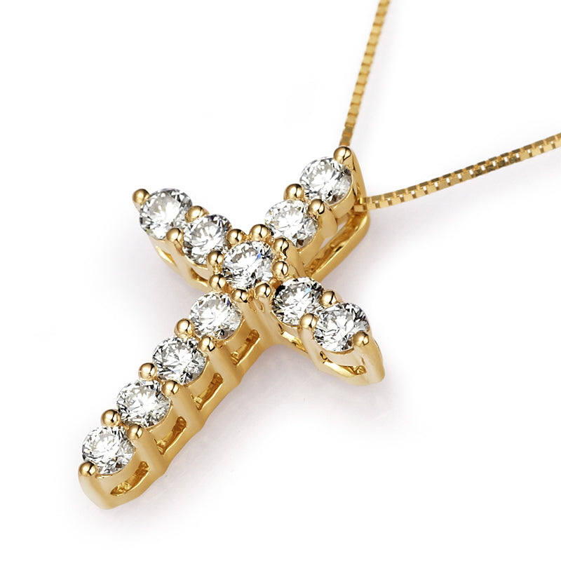 18K Gold Classic Diamond Cross Necklace