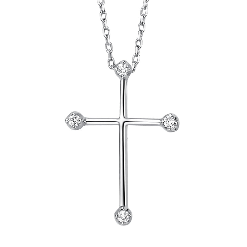18K Gold Simple Diamond Cross Necklace