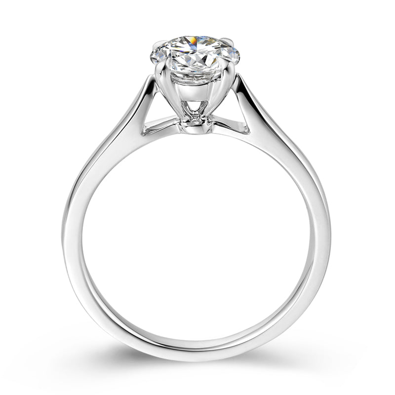 18K Gold/Platinum Petite Cathedral Solitaire Diamond Ring