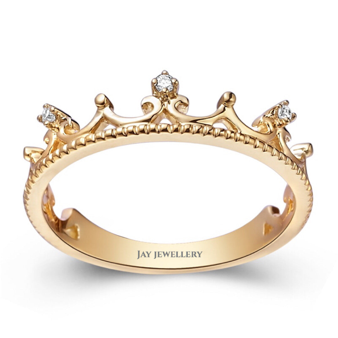 18K Gold/Platinum Crown Diamond Ring