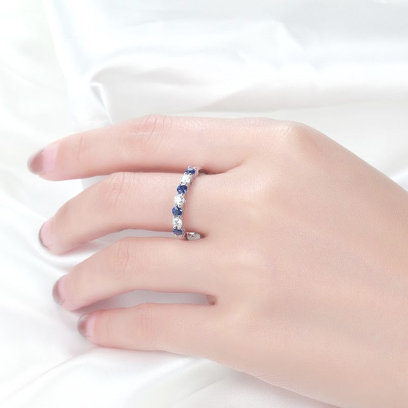 18K/Platinum Diamond Sapphire/Ruby/Emerald Eternity Ring