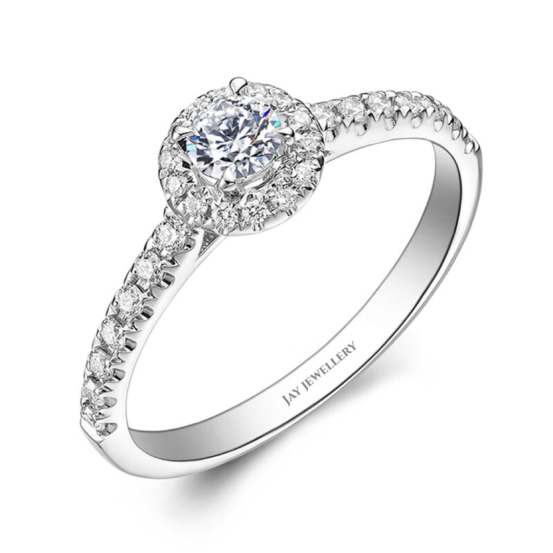 18K Gold/Platinum Halo Setting Diamond Ring