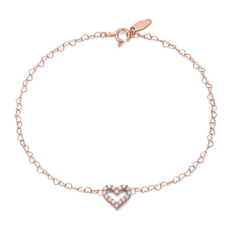 18K Gold Heart Shaped Diamond Bracelet