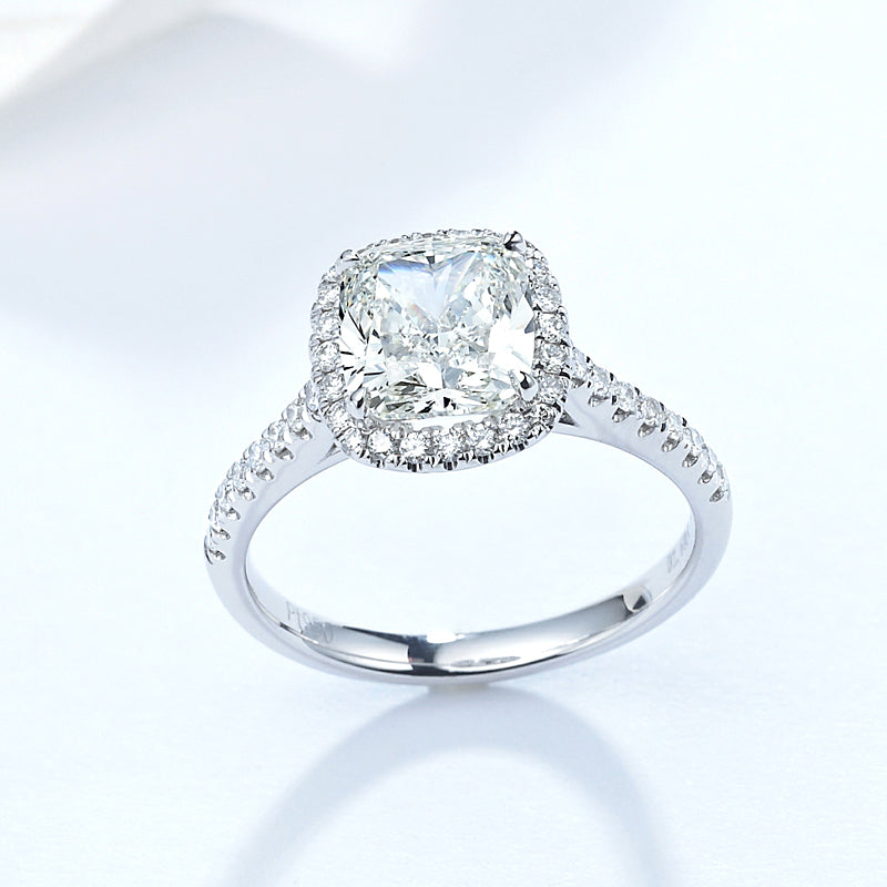 18K Gold/Platinum Halo Diamond Ring Setting