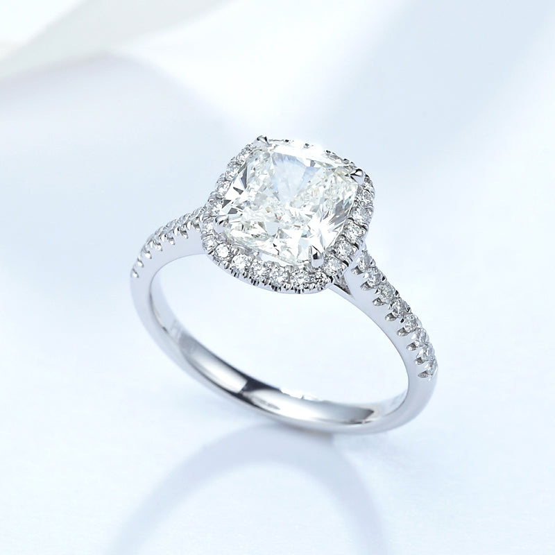 18K Gold/Platinum Halo Diamond Ring Setting