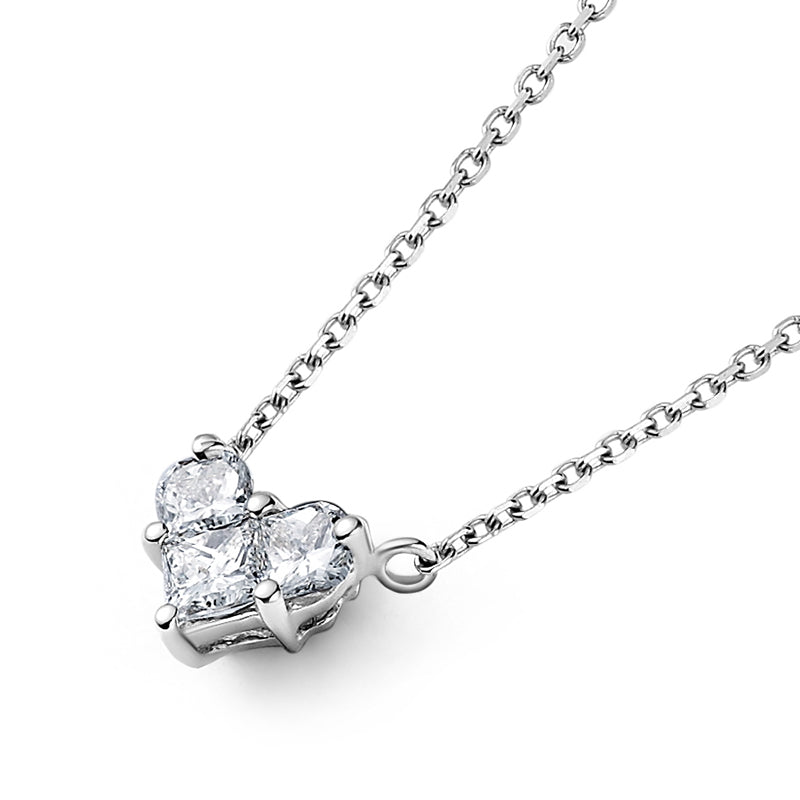 18K White Gold Heart-Shaped Diamond Necklace