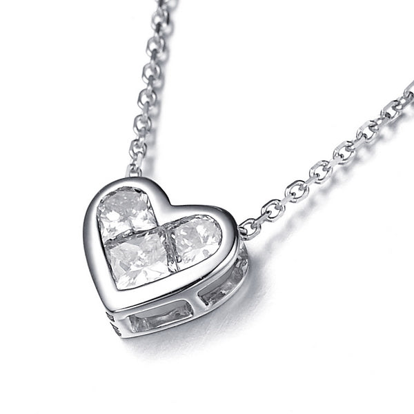 18K Gold Heart-Shaped Diamond Bezel Setting Necklace