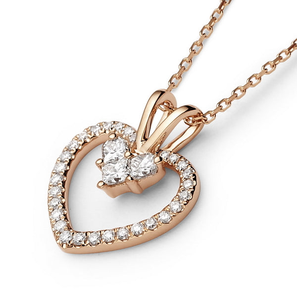 18K Gold Heart Shaped Halo Diamond Necklace