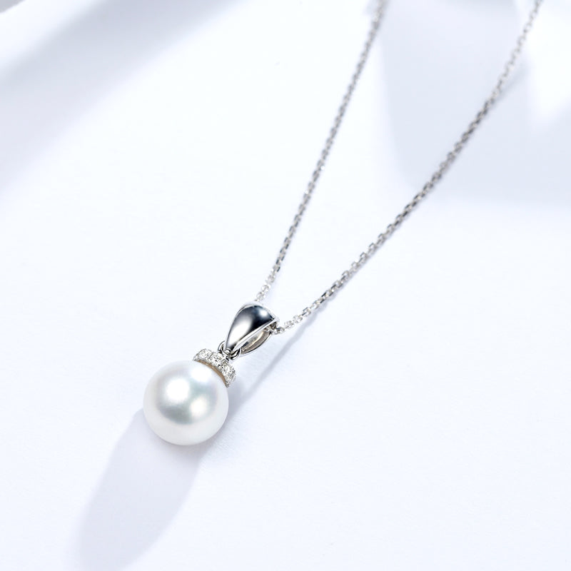 18K Gold Akoya Pearl Diamond Necklace