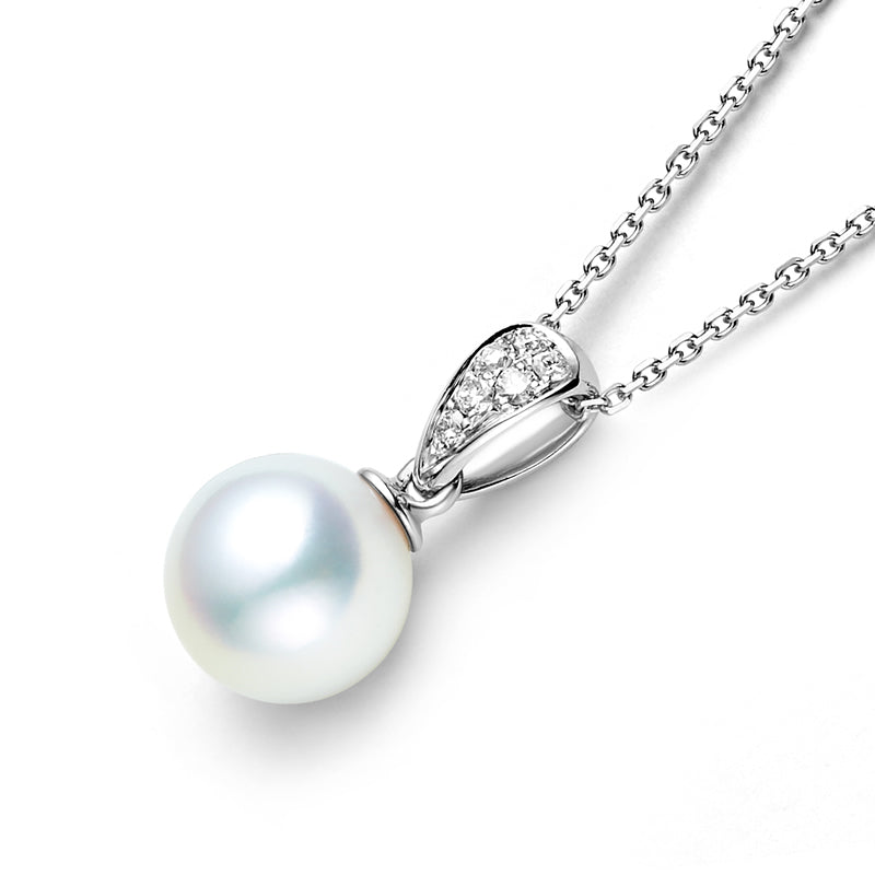 18K Gold Akoya Pearl Diamond Necklace