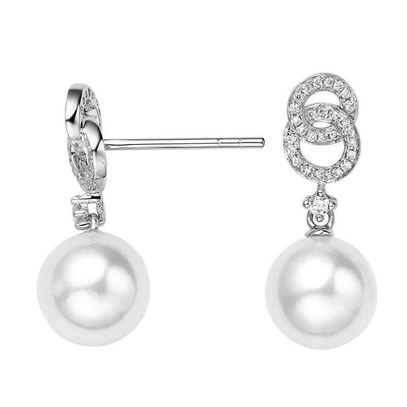 18K White Gold Akoya Diamond Earrings