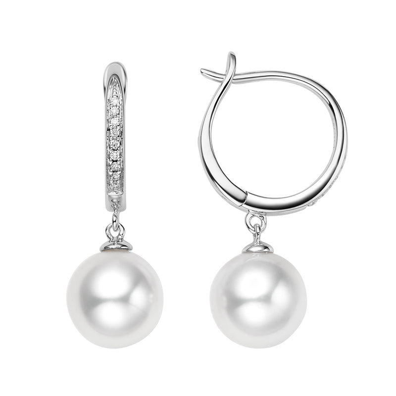 18K Gold Akoya Pearl Diamond Earrings