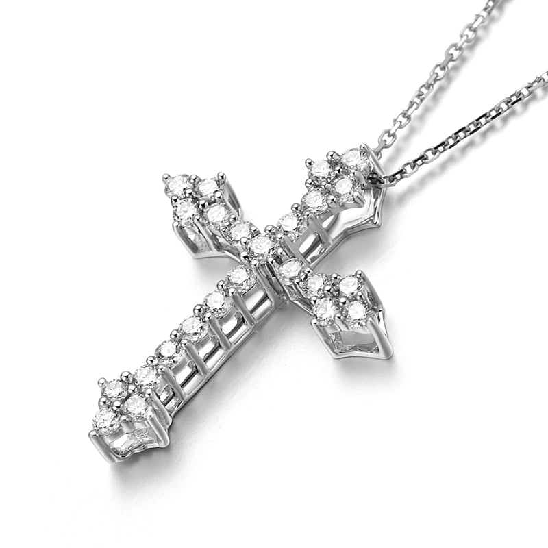 18K Gold Diamond Cross Pendant