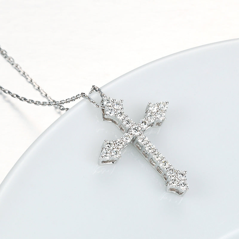 18K Gold Diamond Cross Pendant