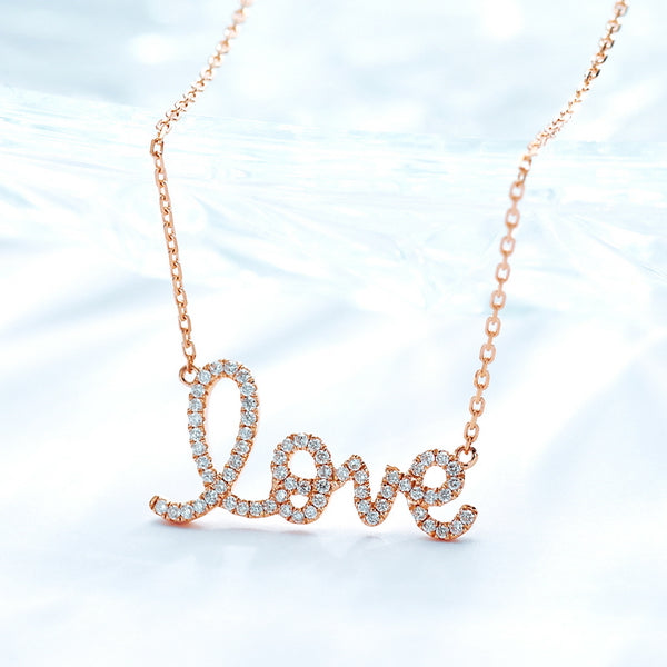 18K Gold Diamond "LOVE" Necklace