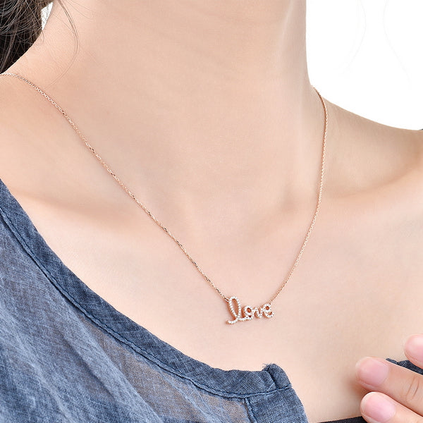 18K Gold Diamond "LOVE" Necklace