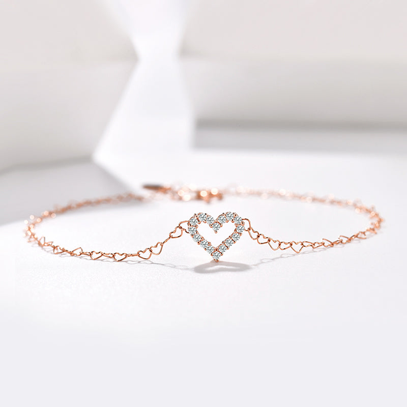 18K Gold Heart Shaped Diamond Bracelet