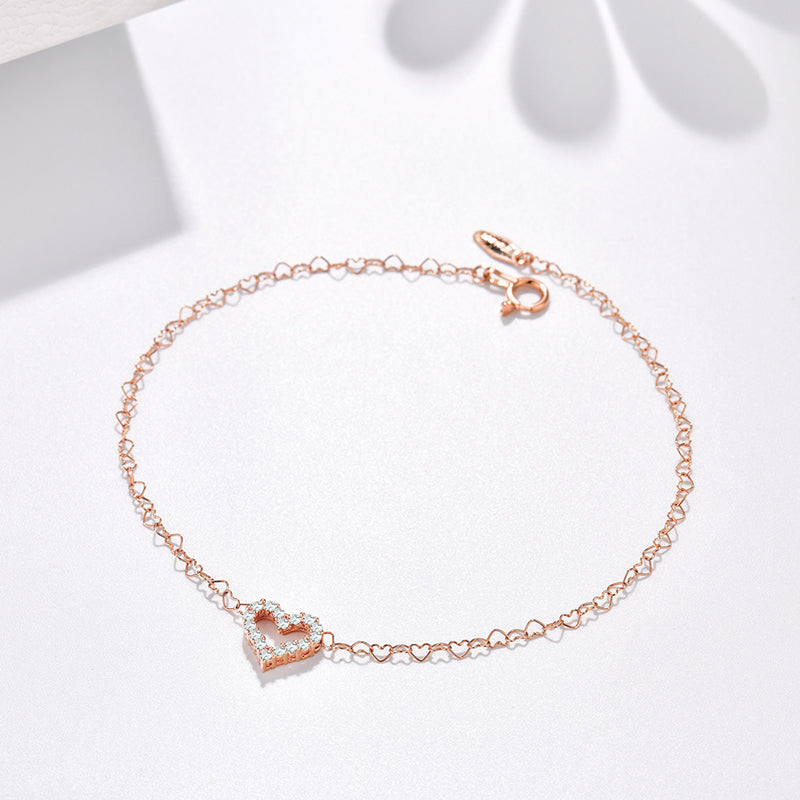 18K Gold Heart Shaped Diamond Bracelet