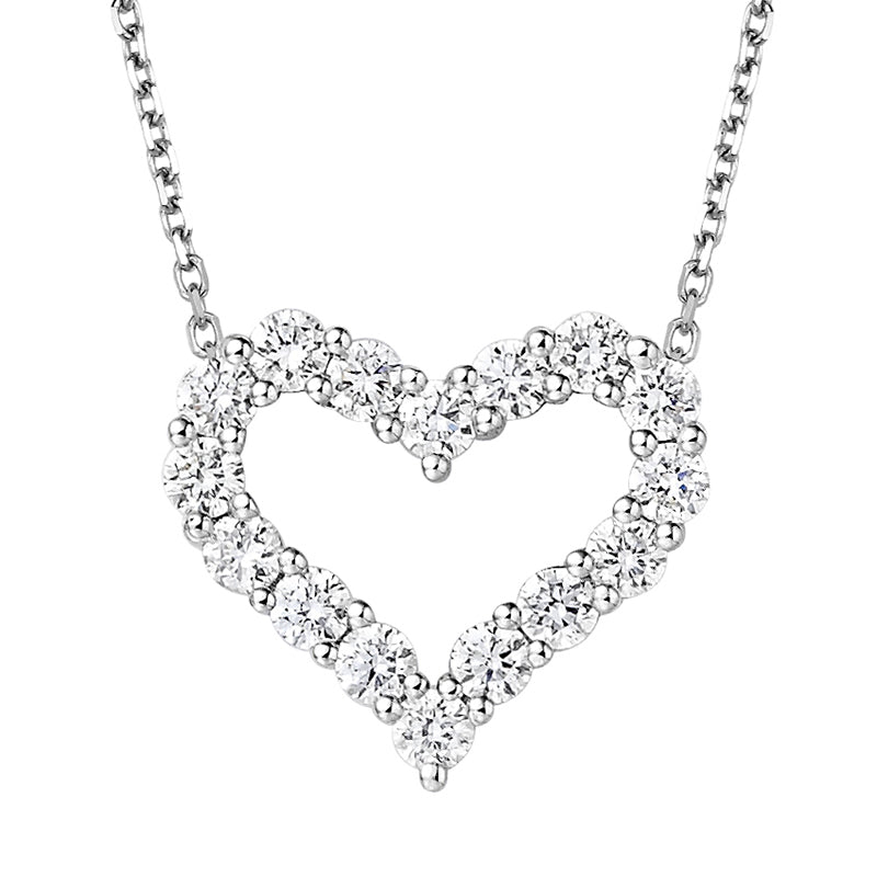 18K Gold Classic Heart Shaped Diamond Necklace