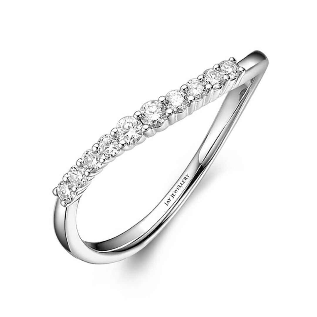 18K Gold/Platinum Wave Diamond Eternity Ring