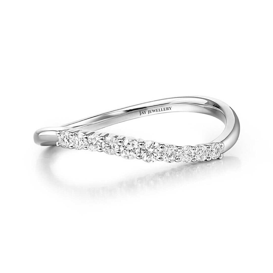 18K Gold/Platinum Wave Diamond Eternity Ring