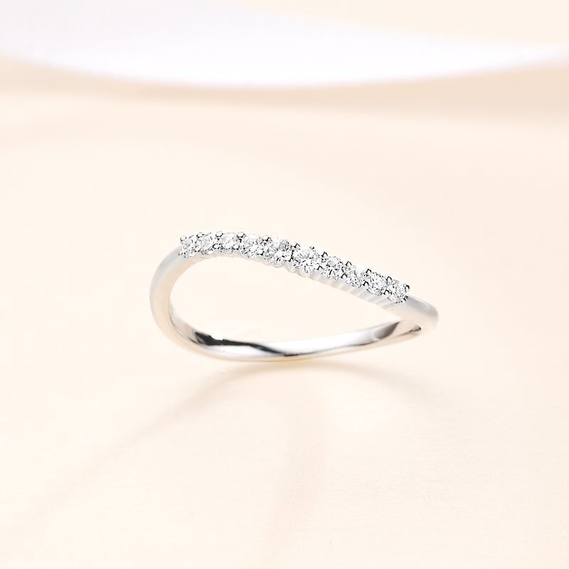 18K Gold/Platinum Wave Diamond Eternity Ring