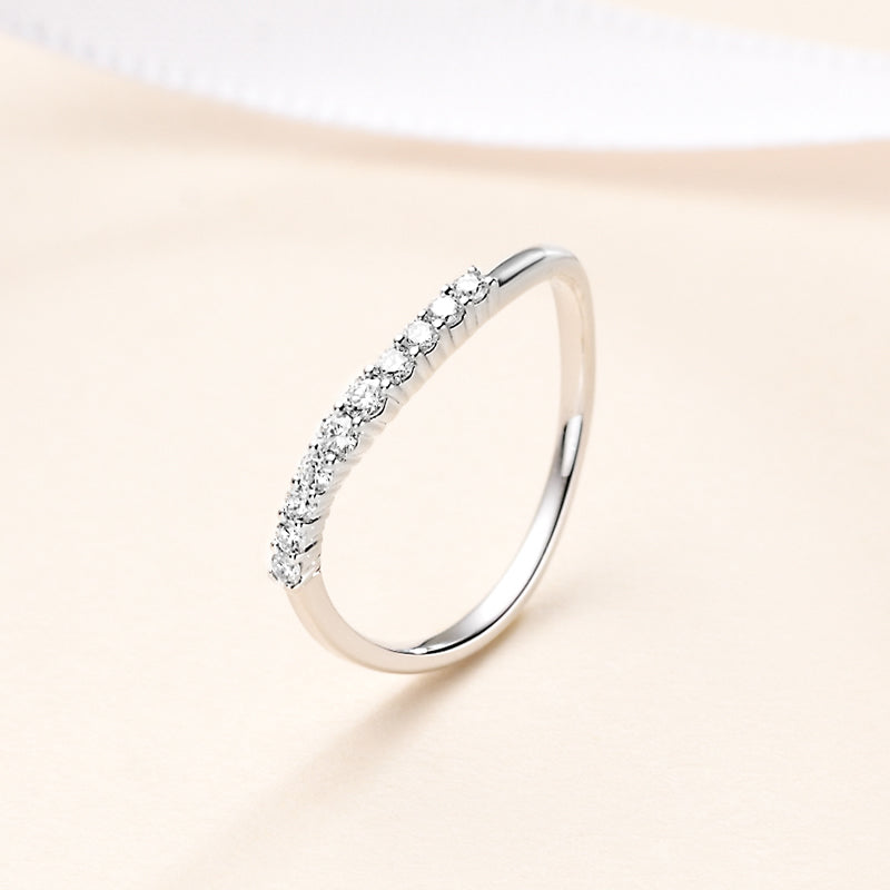 18K Gold/Platinum Wave Diamond Eternity Ring