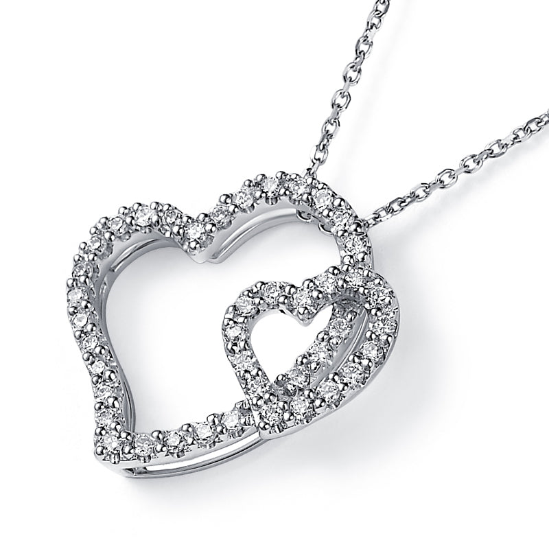 18K Gold Heart-Shaped Diamond Necklace