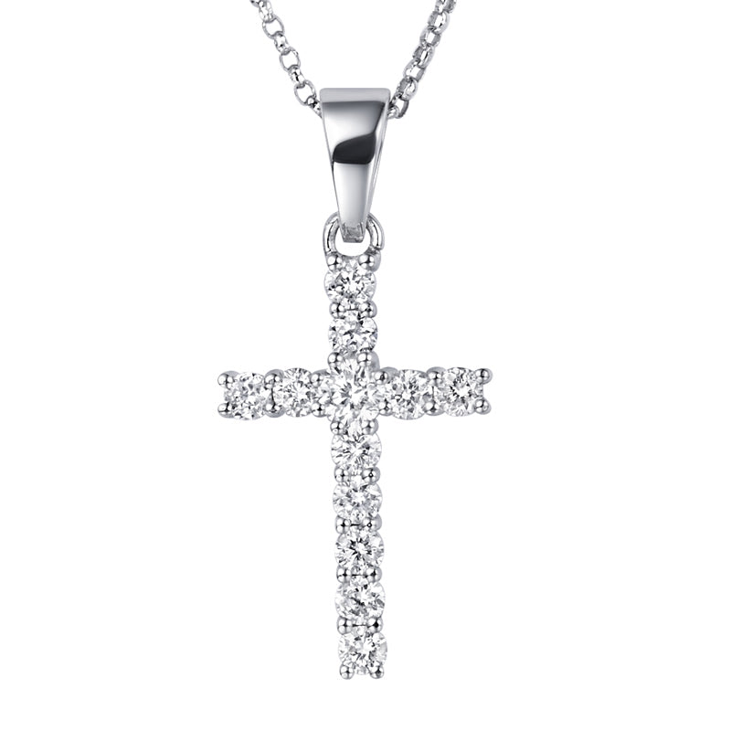 18K Gold Diamond Cross Necklace