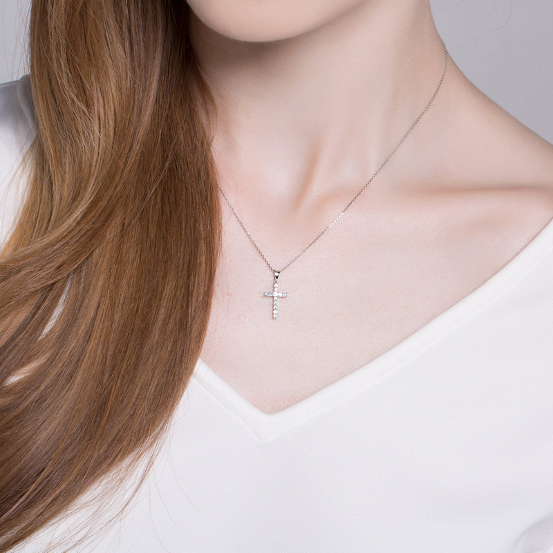 18K Gold Diamond Cross Necklace