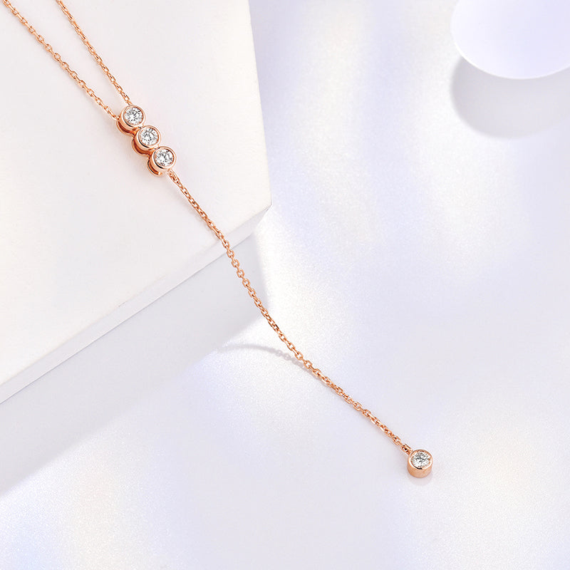 18K Gold Bezel Setting Diamond Necklace