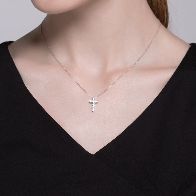 18K Gold Diamond Cross Necklace