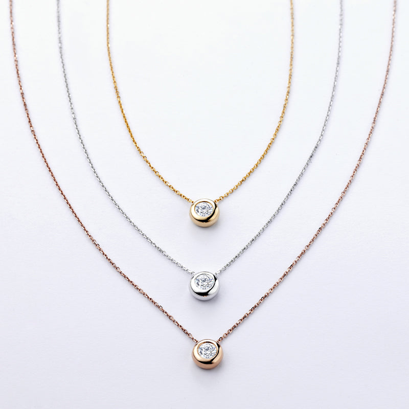 18K Gold Bezel Setting Diamond Necklace