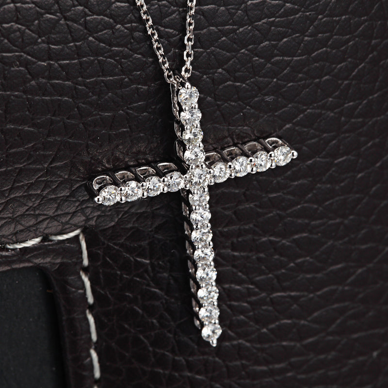 18K Gold Class Diamond Cross Necklace L