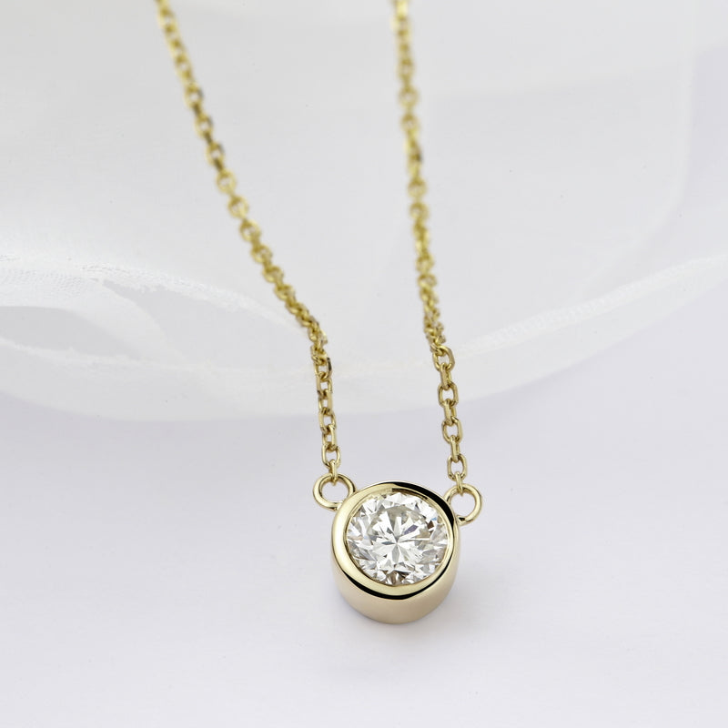 18K Gold Bezel Setting Diamond Necklace