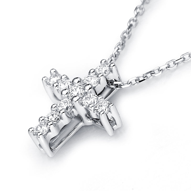 18K Gold Diamond Cross Necklace