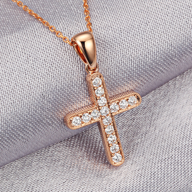 18K Gold Diamond Cross Necklace