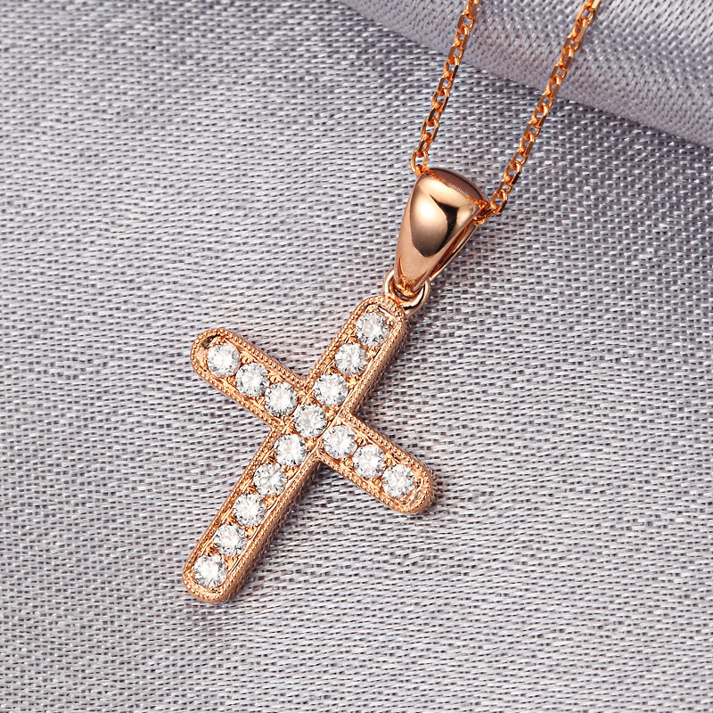 18K Gold Diamond Cross Necklace