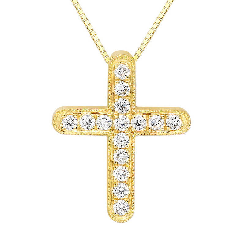 18 Gold Diamond Cross Necklace