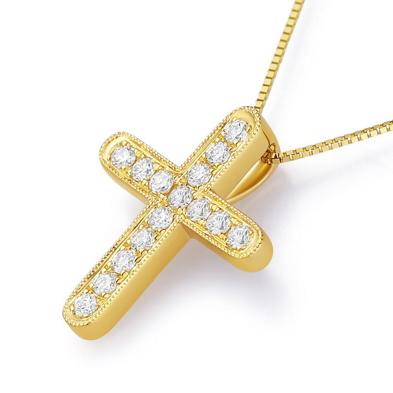 18 Gold Diamond Cross Necklace