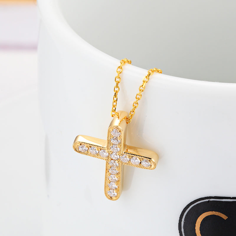 18 Gold Diamond Cross Necklace