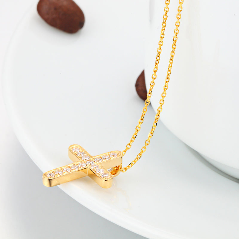 18 Gold Diamond Cross Necklace