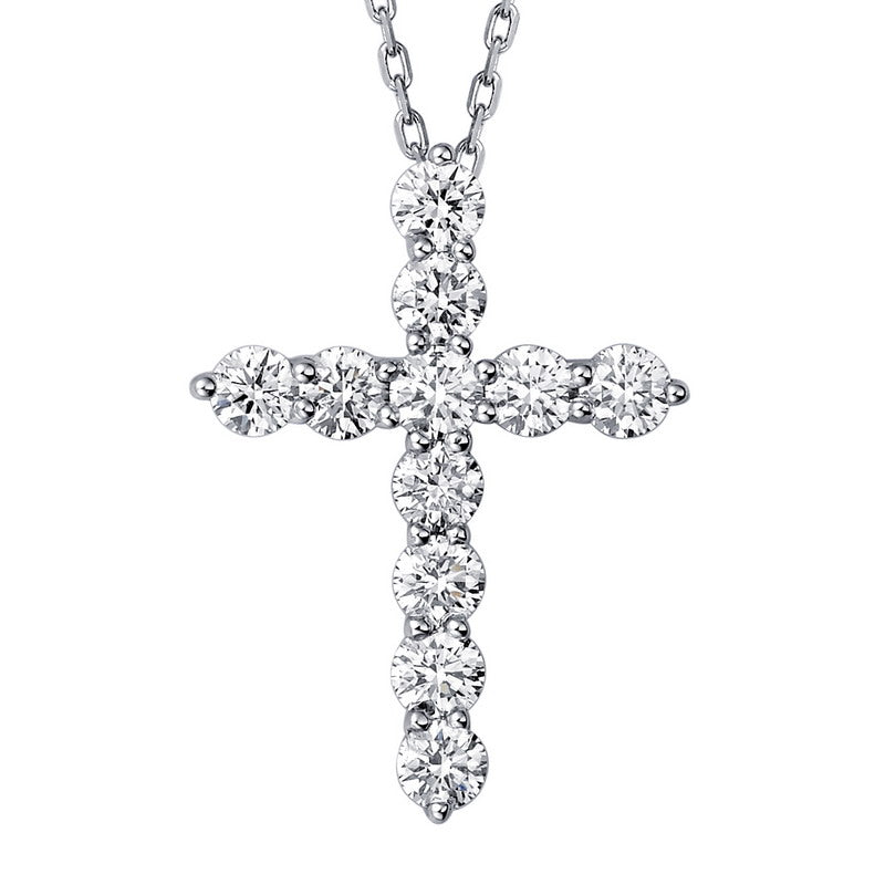 18K Gold Classic Diamond Cross Necklace