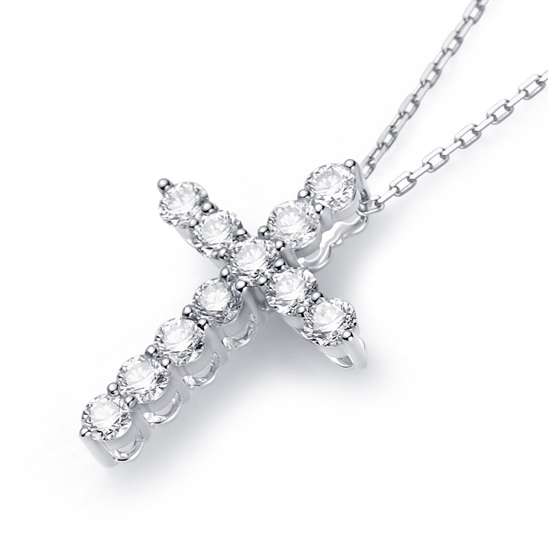 18K Gold Classic Diamond Cross Necklace