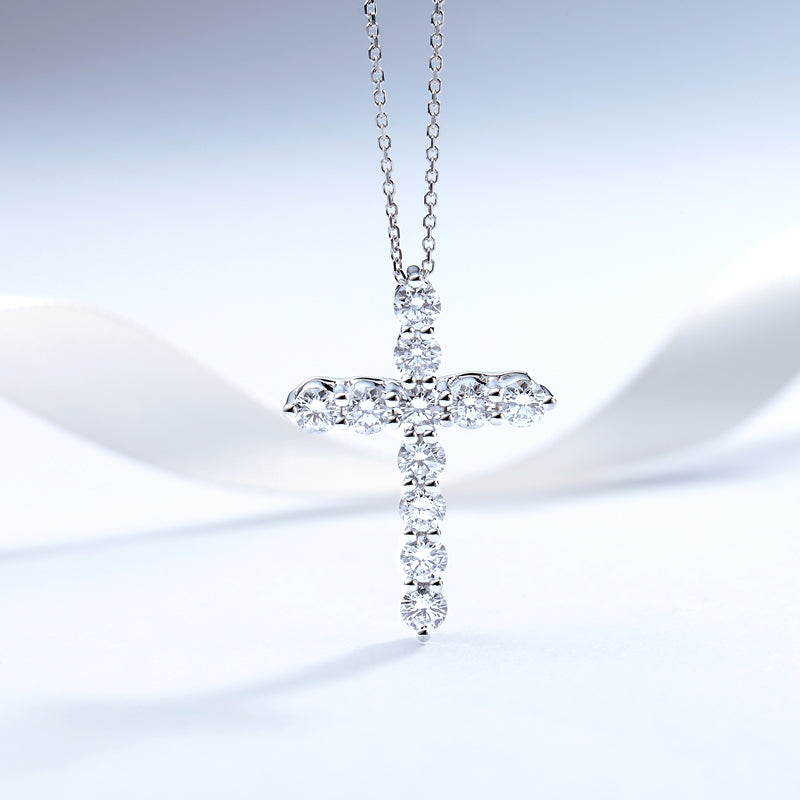 18K Gold Classic Diamond Cross Necklace